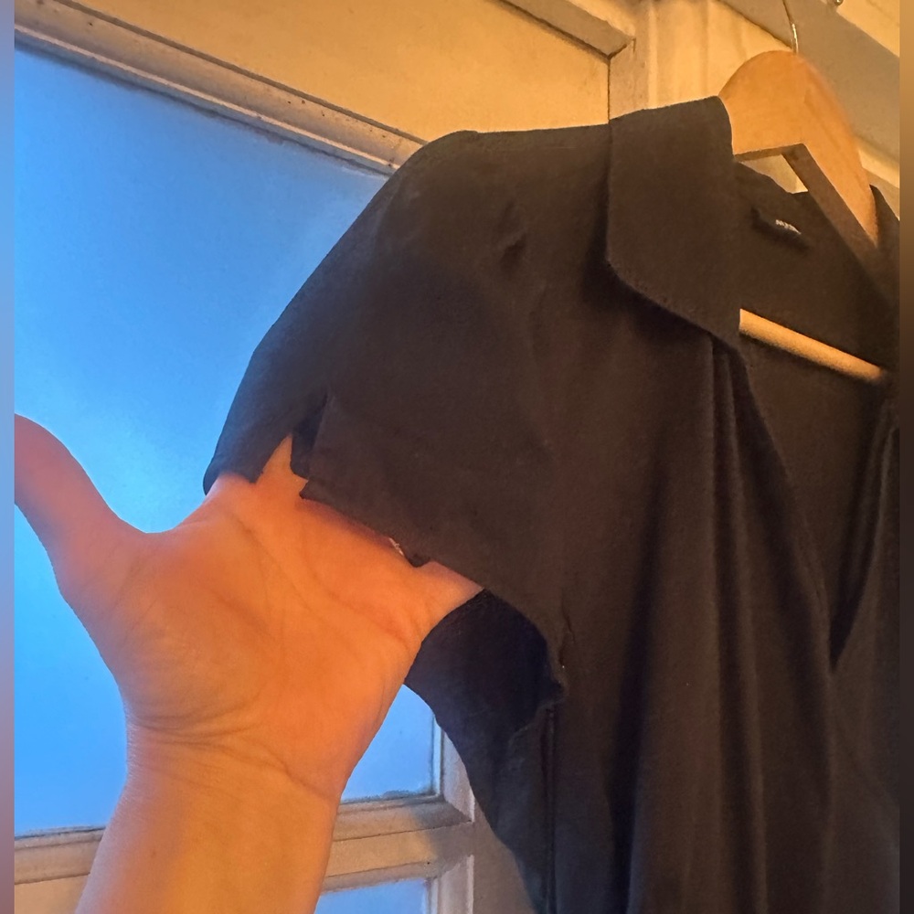 Wrap Dress. Black, Midi length. Capped Sleeve. Cotton Blend. Classic. LBD - Picture 4 of 11